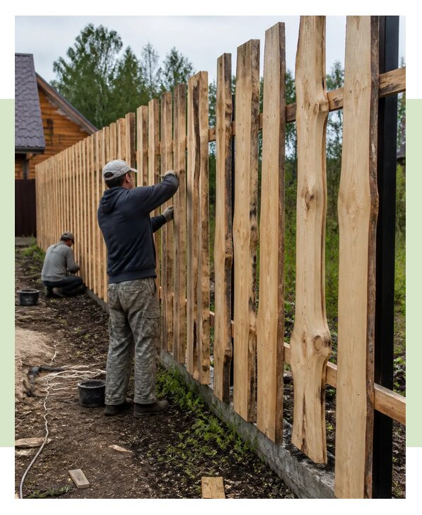 Строительство забора из горбыля под ключ на участке в Тынде